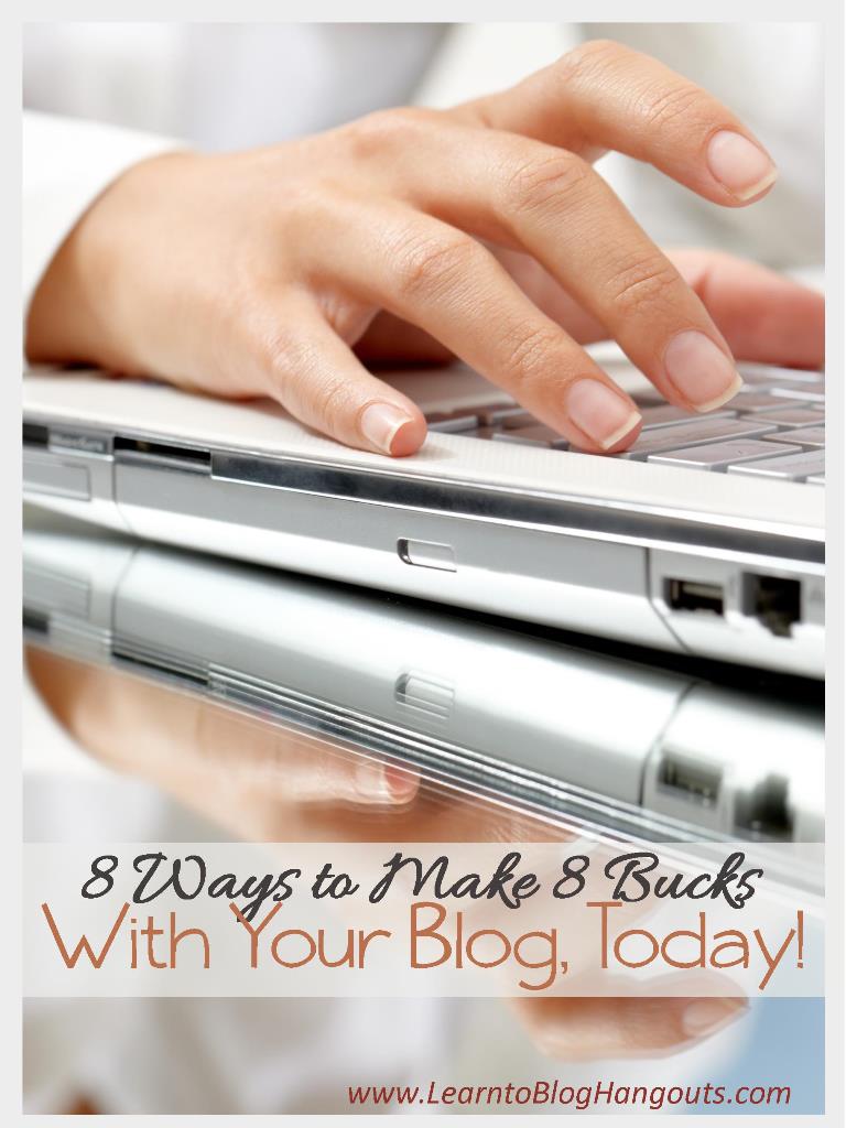 The following 8 Ways to Make 8 Dollars Blogging will help you see money in your account ASAP so that you can get the tools you need to further your blog and make even more.